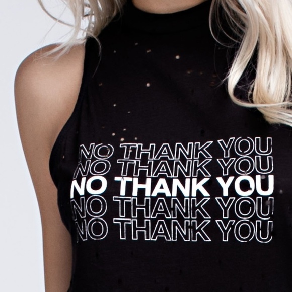 NO THANK YOU DISTRESSED TANK black - Picture 6 of 8